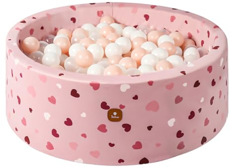 Dodozen Bällebad aus Samt 90x30cm ohne Bälle für Babys und Kinder - Weicher Spielbereich, Waschbarer Bezug - Herz