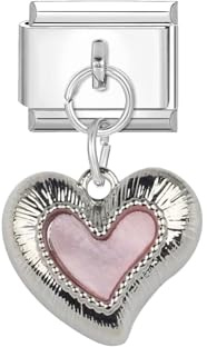 Loozykit italian charm bracelet charms 9mm Italian Charms bracelet women Abnehmbar Anhänger Italienisches Charm Armband Zubehör DIY Mädchen Junge Geschenk(Silber rosa Liebe)