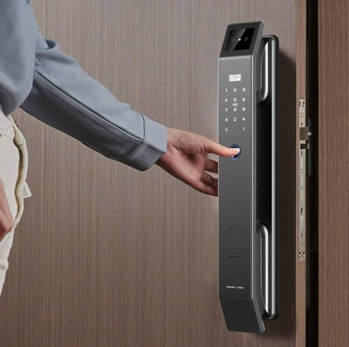 Smart Door Lock with Camera, 3D Face Recognition, Fingerprint, App Control, Rechargeable Battery, Video Doorbell Compatible for Keyless Entry