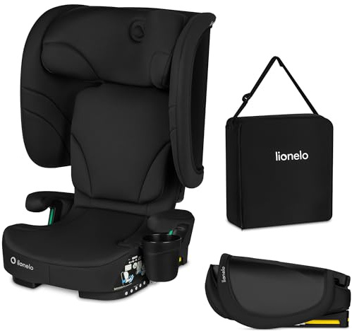 Lionelo ORIN Foldable i-Size Car Seat with ISOFIX, For 100-150 cm, High Back Booster Seat, Compact Portable Booster Seat with Carry Bag & Cup Holder, Indicators, Adjustable Headrest 4-Position Recline