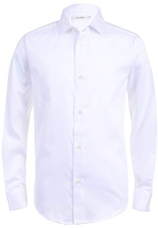 Calvin Klein Boy's Sateen Shirt (Big Kids) White 14 Big Kid