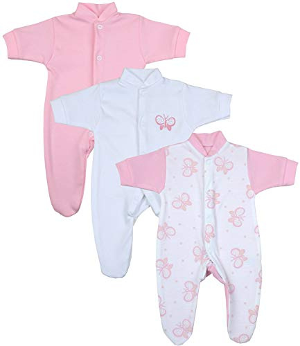 BabyPrem Bebè Prematuro Pacco da 3 Tutine Pigiama per Ragazze Abbigliamento Farfalla Rosa 44-50cm