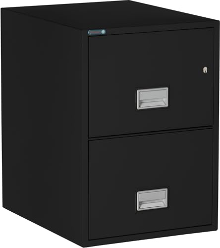 PHOENIX SAFE 25 inch 2-Drawer Vertical Fireproof File Cabinet – Legal and Letter Size Filing – Key Lock – Water Resistant Seal – Fire and Impact Rated – Black Finish – Model LGL2W25B