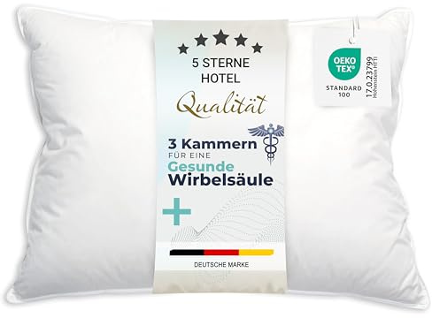 ZOLLNER Premium Federkissen mit Daunenanteil - Made in Germany – für Allergiker geeignet – Bezug aus hochwertiger Mako Baumwolle - waschbar bis 60°C – 60x80 cm - Hotelqualität