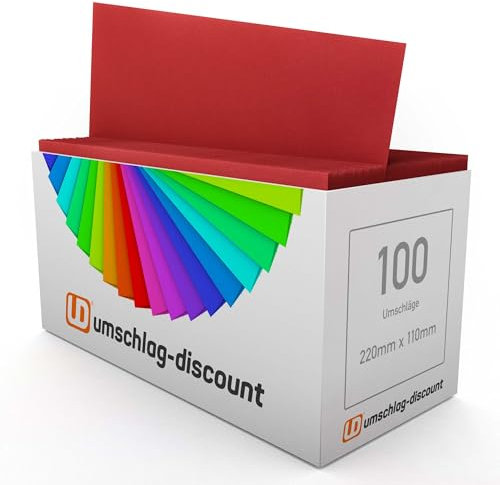 umschlag-discount – dunkelrote Briefumschläge ohne Sichtfenster für hochwertige Sendungen & Einladungen – 100 Stück selbstklebende Briefkuverts mit den Maßen 220 x 110mm (DIN lang)