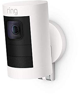 Ring Stick Up Cam Battery (2. Gen.) HD-Sicherheitskamera mit Gegensprechfunktion, Weiß, funktioniert mit Alexa