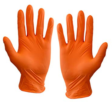 Orange Nitrile Disposable Gloves - SIZE MEDIUM - Comfort Fit - Latex Free/Powder Free - Mechanic Tattoo Tattooist Cleaner - 100 Pack