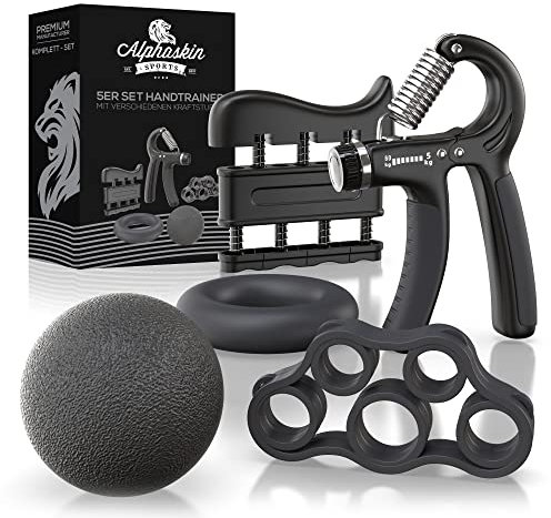 ALPHASKIN© Entraîneur de Mains | Entraîneur de Doigts | Hand Grip | Lot de 2 ou Lot de 5 | Musculation Avant Bras | Musculation Main