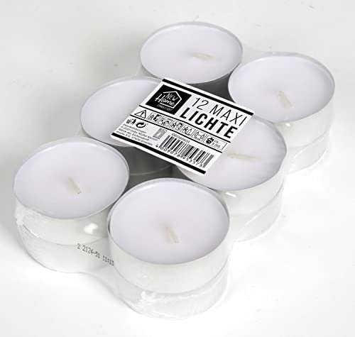 Maxi Tea Lights Set of 12 8 Hours Burn Time XL Jumbo Tea Lights Candles Decorative Light