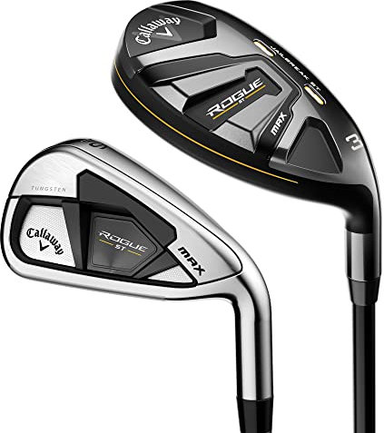 Callaway Golf Rogue ST Max Hybrid Iron Combo Set de 8 clubs de golf pour droitier Tige en fibre de carbone Regular Flex 4H, 5H, 6IR - PW, AW