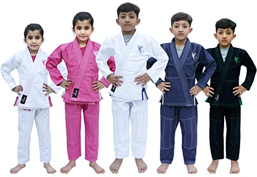 Chocho Kids Brazilian jiu jitsu suits Bjj Gi IBJJF Children Grappling Preshrunk Kimonos Lightweight White Belt (Pink, K0)