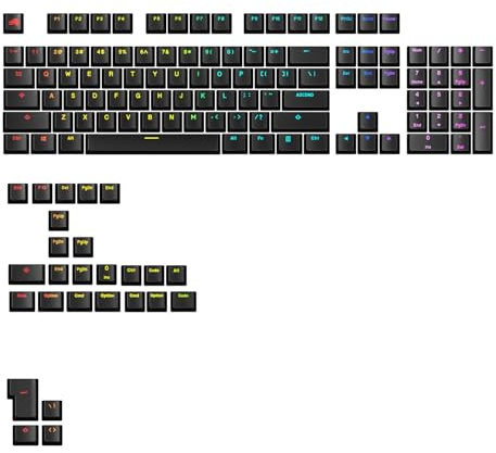 GLORIOUS Gaming - GPBT Backlit Keycaps (Black) Translucent Shine Through Legends, Fits 100%, 75% 65% 60% Custom Mechanical Gaming Keyboards, Fits ANSI, ISO, Windows & macOS, English (US)
