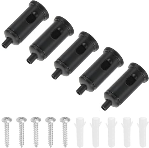 PATIKIL Conector de Agarre de Cable 5 Set de Acero Ajustable con Base para Suspender Accesorios de Iluminación de Lámpara de Panel de Araña, Negro