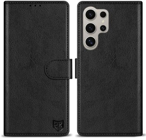 ZZXX for Samsung Galaxy S25 Ultra Wallet Case with [RFID Blocking] Card Slot Kickstand Magnetic Closure Leather Flip Fold Protective Phone Case for Galaxy S25 Ultra 5G Case Wallet(Black-6.8 inch)