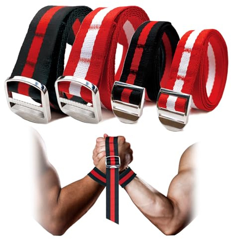 J Bryant 4-pack armtrycksremmar med metallspänne, 1,2 m lång tävlingsrem, 2,54 cm och 3,81 cm breda justerbara handledsremmar för professionell träning – lämplig för turneringar och träning