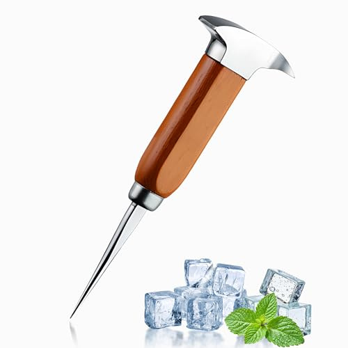 MCSDFN Ice Pick Tool with Wood Handle, Stainless Steel Ice Picks for Breaking Ice, Ice Carving Tools Bar Tools for Kitchen, Bars, Bartender, 6.7 Inch