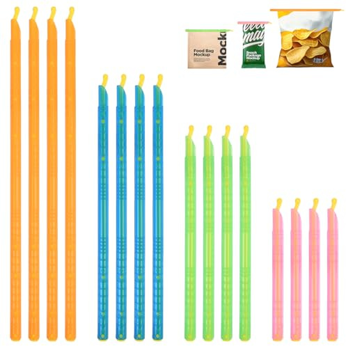 Lustlocke 16PCS Pinzas Bolsas Alimentos Pinzas Comida Reutilizables 29/23/19/12cm sin BPA Mantiene los Alimentos Frescos para Uso en la Cocina, el Hogar, el Camping y los Viajes