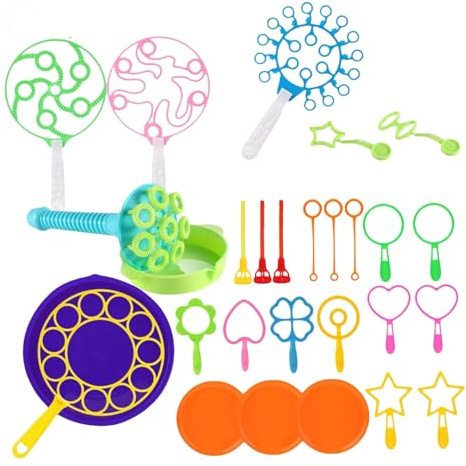 Bubble Wands Set Large Bubble Stick Ring Soap Summer Parties Toy for Children Random Color 28PCS soap bubbles rod