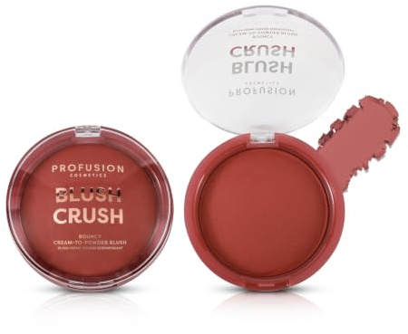 Profusion Cosmetics Bouncy Cheek Blush - Lightweight Velvety Smooth Shimmer | Long-Wearing, Soft-Focus Glow, Buildable, Nourishing with Jojoba Oil and Vitamin E, Vegan, Paraben-Free, Mauve Crush