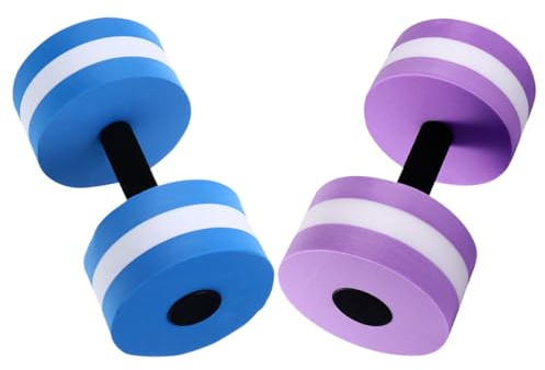 Veemoon Haltères Aquatiques Eva Légers et Flottants 2 Pièces Violet-Blanc pour Aquagym et Fitness Piscine, Équipement de Sport Nautique pour Exercices de Renforcement Musculaire en Eau