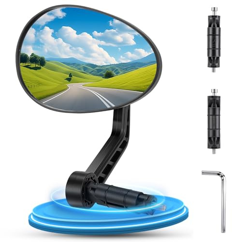 West Biking Universal Bike Mirrors – Safe Rear View for Bikes & E-bikes, Bicycle Mirror Compatible with 15-20 mm Handlebar Ends（One Piece ）