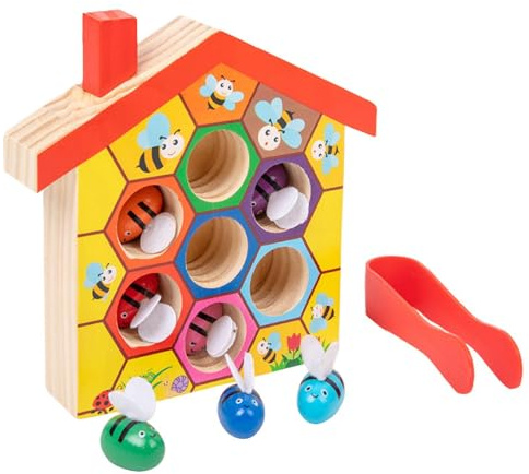 QUXVUIS Apprendre Les Couleurs en s'amusant avec Le Puzzle Ruche éducatif « Abeilles » pour Enfants : développe la Coordination et la cognition.