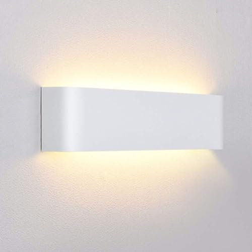 Lightess 16W Wandlampe Innen LED Wandleuchte Weiß Lampe Wand Flur Up and Down Leuchten Flach Bettleuchte Weiss IP44 Aluminium Treppenhuas Beleuchtung für Wohnzimmer Schlafzimmer Flur usw, Warmweiss
