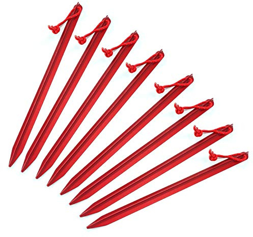 ASR Outdoor 9 Inch Aircraft Grade Aluminum Camping Stakes Tent Pegs - 8 Pack