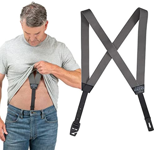HIKERS - Original Hidden Suspenders for Men Under Clothes - Button Fly Grey 49in - XL
