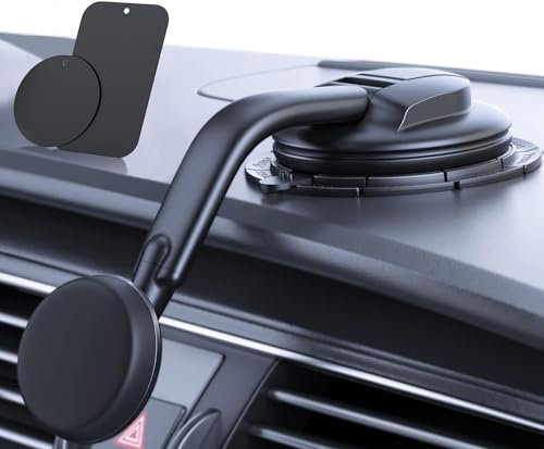 Support Téléphone Voiture Magnétique, [ Aimants Puissants et Aspiration de Qualité Militaire] Support Téléphone Voiture pour Tableau de Bord et Pare-brise Convient à iPhone Android Automobile Berceau