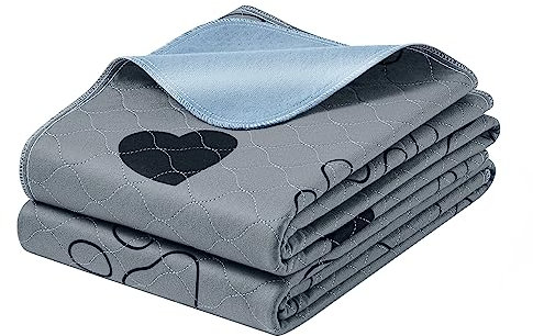 Feandrea Welpen-Unterlagen waschbar, Wiederverwendbare Matten für Hunde, 152 x 122 cm, 2er Set, XXL, Hundetoilette, auslaufsicher, rutschfest, super saugfähig, grau PTD048G01