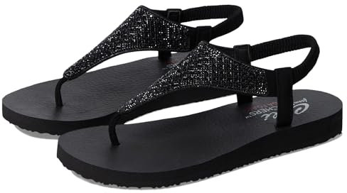 Skechers Women's Cali Meditation Rockstar, Black Mitobuck/Rhinestone Trim, 6 UK