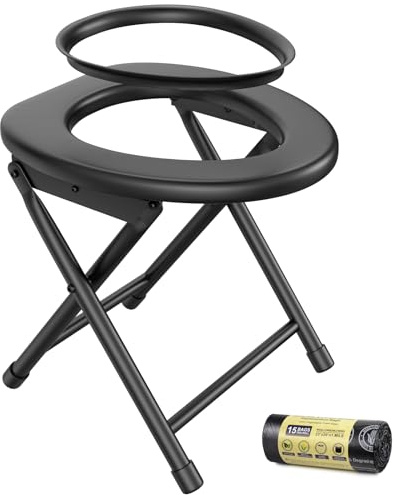 BLIKA Portable Toilet for Camping & Travel - 300LBS Weight Capacity, Folding Toilet with Removable Plastic Ring and Bags