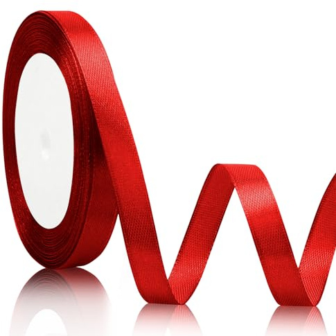 SereneGLow Nastro Raso Rosso 10mm x 22m - Decorazioni per Bomboniere e Pacchi Regalo