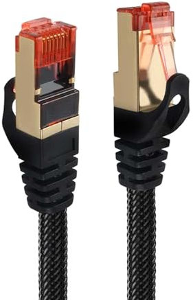 2m CAT 8 7 6 Ethernet Cable High-Speed 40Gbps 2000MHz Ethernet Cable Flat Braided RJ45 LAN Gigabit Network F/FTP POE Compatible with Xbox Switch PS5 PS4 WiFi Extender Router Modem Wi-Fi 6