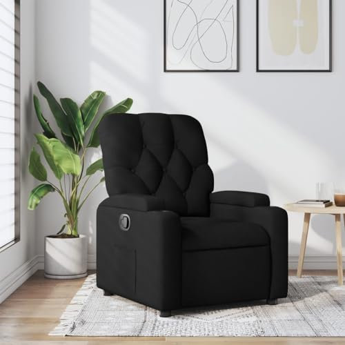 Homgoday Relaxfåtölj med liggfunktion, TV-fåtölj, vilstol, justerbart ryggstöd, stoppad fåtölj, loungefåtölj, liggfåtölj, läsefåtölj för vardagsrum, svart tyg
