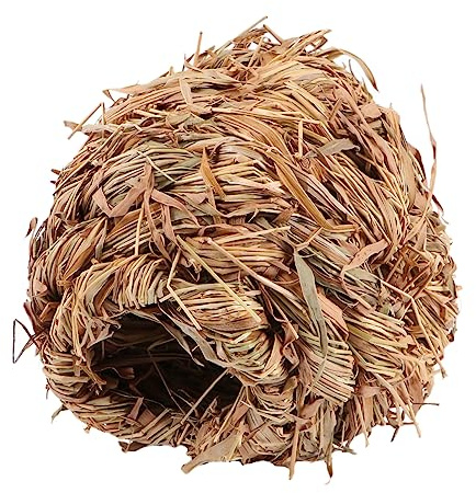 Kisangel Lot de 3 Nid D’Herbe Tressée pour Hamster, Cabane Herbe pour Lapin, Jouet de Couchage pour Souris et Gerbille