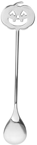 BESTOYARD Stainless Steel Pumpkin Head Spoon 5.91 Inch Novelty Dessert and Coffee Stirrer Spoon for Halloween Party and Home Use
