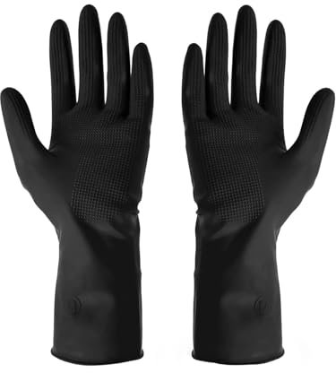 MKLHAVB Guantes De Limpieza 3 Pares de Guantes Negros de Limpieza de látex, Guantes for teñir el Cabello, Guantes de Limpieza for Cocina, jardín, Goma Resistente al Agua(M)