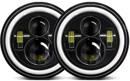 Tfkkaw Projecteur Principal auto Phare voiture Led universel DRL H4, 7 pouces, pour Nissan, pour Patrol Y60, pour Safari Feux avant(2piece)