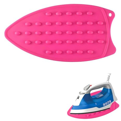 Pad in Ferro Resistente al Calore,Silicone Tappetino per Riposo Stiro,Tappetino in Silicone per Ferro,Tappetino di appoggio per Ferro da Stiro in Silicone,Resistente al Calore,Antiscivolo(Rosa)