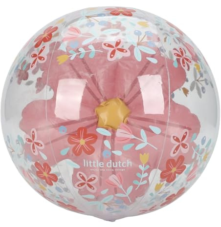 Little Dutch Wasserball Strandball Durchsichtig mit Blume aufblasbar Kinder rosa - Pink Flowers