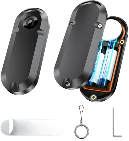 Custodia per batteria con vita prolungata a 10 anni per AirTag, Porta-etichetta impermeabile con batterie AA, 14 volte più capacità rispetto alla CR2032, 3 soluzioni di montaggio,confezione da 2 unità