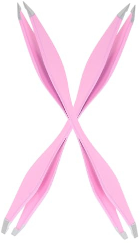 UKCOCO Pinzas De Precisión Para Cejas y Manualidades De Acero Inoxidable 2 Unidades Doble Punta Rosa Fucsia Versátiles Para Depilación y Modelado Cuidados Personales Portátil Para Uso Diario