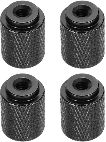 sourcing map 4pcs Knurled Thumb Nut, M4 12mm OD 16mm Height 6061 Anodized Aluminium Alloy Hand Screw Nut, Metal Chassis Screw for Machinery, DIY Assembly, Electronics, Bright Black