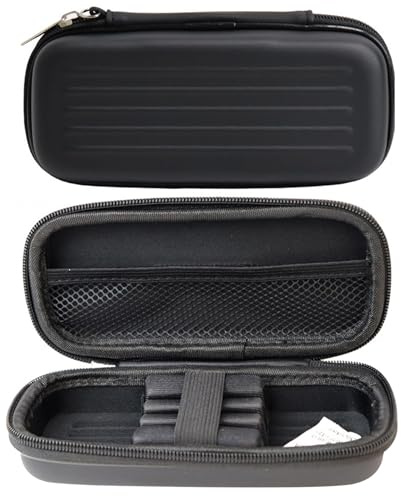 Caja de dardos, estuche con capacidad para 3 dardos Caja de EVA con bolsillo de malla con cierre de cremallera Soporte para puntas de acero y suaves Almacenamiento protector portátil con tapa abierta