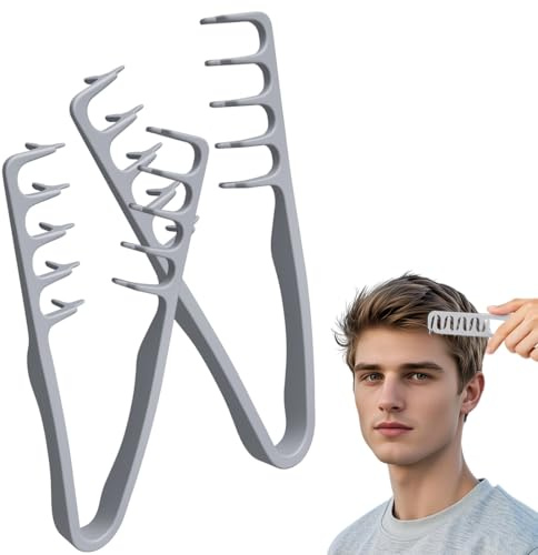 IWIDYA 2 Unità Pettine volumizzante capelli – Pettine a Denti Larghi per Volume e Smoderatura Delicata, per Tutti i Tipi di Capelli,Uso Professionale e Quotidiano, Leggero e Compatto(grigio)