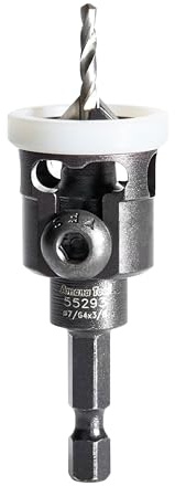 Amana Tool 82 Degree Countersink with Adjustable Low Friction Drill Bit Depth Stop, 55293, 3/8 D x 7/64 Drill D x 1/4 Inch Quick Release Hex Shank