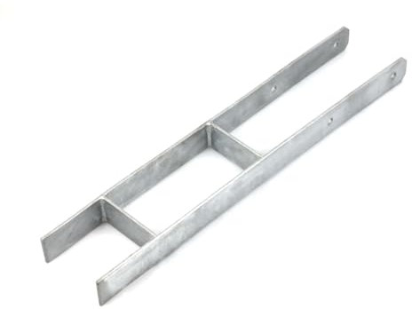 SunnyDeals H-Pfostenanker feuerverzinkt als Pfostenträger| H-Anker 121 x 600 mm |schwerer Betonanker für 12 x 12 cm Pfosten | haltbarer Bodenanker