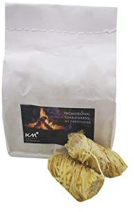 KM Firemaker - Encendedor de barbacoa, encendedor de chimenea, ecológico, paquete de 10 unidades, lana de madera con cera. 130